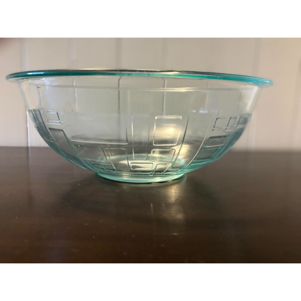 Pyrex #326 Clear Glass Block Test Pattern Mix Nest Bowl 4 Qt Vintage